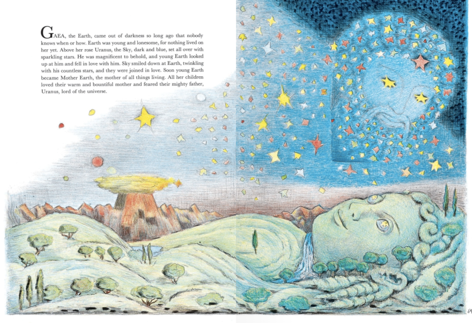screenshot of an illustration d'aulaires' of gaia
